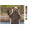 Медведь машет лапой Раскраска картина по номерам на холсте