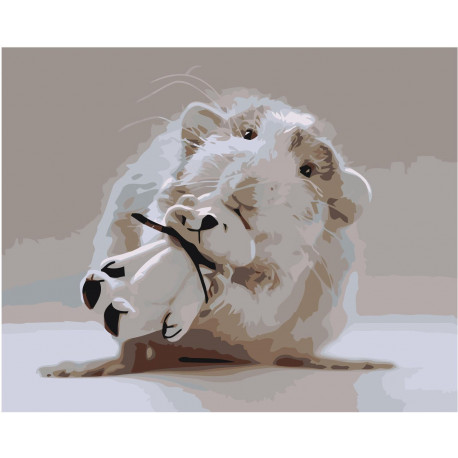 Мышонок с белым мишкой 100х125 Раскраска картина по номерам на холсте