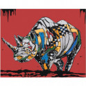 Разноцветный носорог Раскраска картина по номерам на холсте