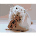 Белый мышонок и мишка Раскраска картина по номерам на холсте