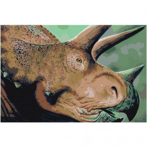 Голова динозавра трицератопса 100х150 Раскраска картина по номерам на холсте