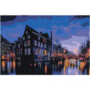 Вечерний Амстердам 100х150 Раскраска картина по номерам на холсте