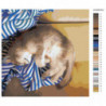 Кот спит на тельняшке 100х100 Раскраска картина по номерам на холсте