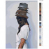 Шляпы на голове девушки 80х120 Раскраска картина по номерам на холсте