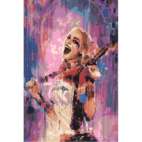 Девушка с мечом и пистолетом 80х120 Раскраска картина по номерам на холсте