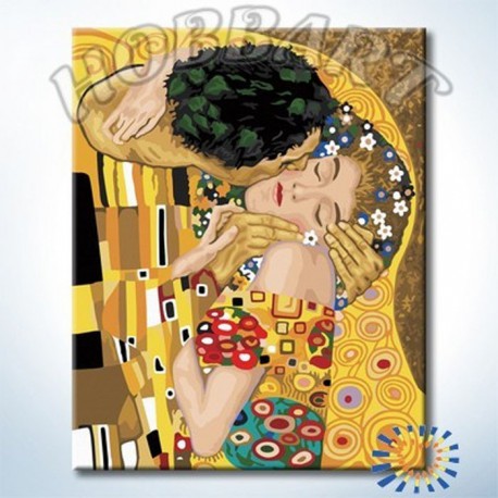 Поцелуй (Репродукция Густав Климт) Раскраска по номерам акриловыми красками на холсте Hobbart