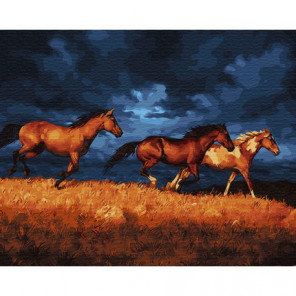 Лошади на закате Раскраска картина по номерам на холсте
