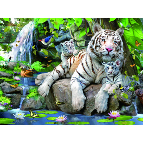  Белые тигры Бенгалии Super 3D пазлы с эффектом трехмерного объемного изображения 13664