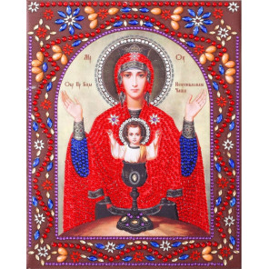 Состав набора Образ Пресвятой Богородицы Неупиваемая Чаша Алмазная картина фигурными стразами IF019