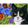  Кот в анютиных глазках Раскраска картина по номерам на холсте Белоснежка 294-AS