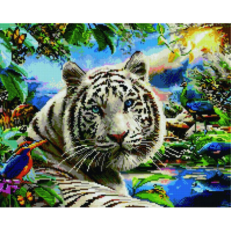 Белый тигр в джунглях Алмазная мозаика вышивка Painting Diamond