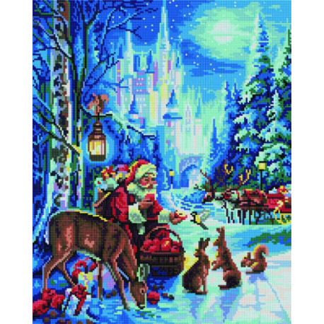 Дед Мороз и лесные звери Алмазная мозаика вышивка Painting Diamond