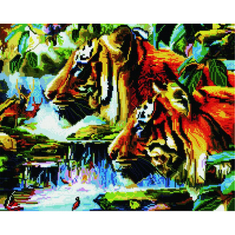 Тигры в джунглях Алмазная мозаика вышивка Painting Diamond