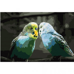 Волнистые попугайчики 80х120 Раскраска картина по номерам на холсте