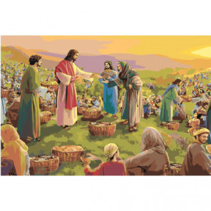 Чудеса Иисуса Христа. Пять хлебов Раскраска картина по номерам на холсте