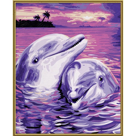 Дельфины Раскраска картина по номерам акриловыми красками Schipper (Германия)