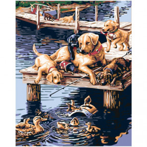 Собаки на пристани Раскраска картина по номерам на холсте