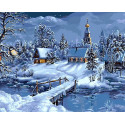 Зимняя деревня Раскраска картина по номерам на холсте