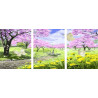 Весенний сад Триптих Раскраска картина по номерам на холсте PX5111
