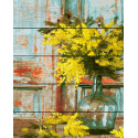 Желтые мимозы Картина по номерам на дереве