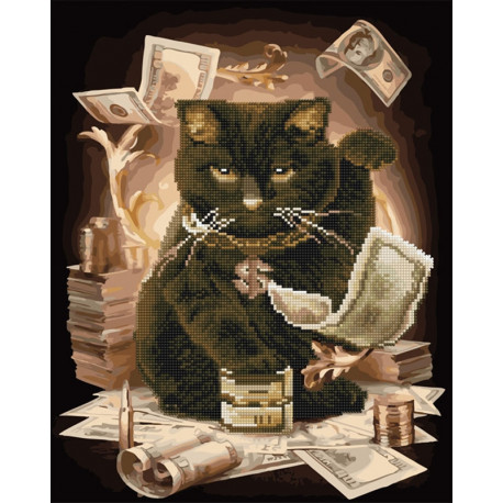  Денежный кот Алмазная картина-раскраска по номерам на подрамнике GZS1067