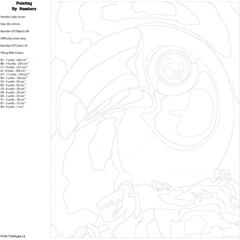 Тукан 80х100 Раскраска картина по номерам на холсте KTMK-tucan-80x100