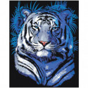 Тигр в голубых оттенках Раскраска картина по номерам на холсте