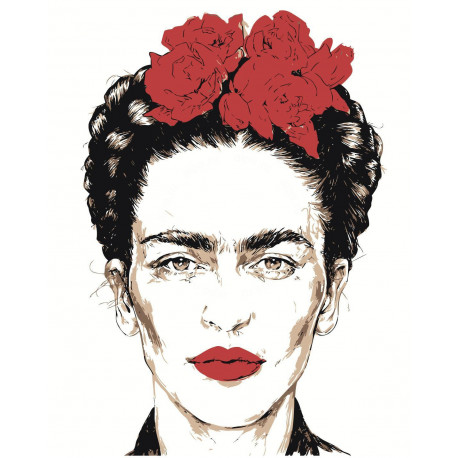 Портрет Фриды Кало поп-арт 100х125 Раскраска картина по номерам на холсте
