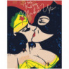 Поцелуй женщины кошки поп арт Раскраска картина по номерам на холсте