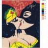 Поцелуй женщины кошки поп арт Раскраска картина по номерам на холсте