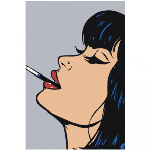 Поп-арт девушка с сигаретой 100х150 Раскраска картина по номерам на холсте