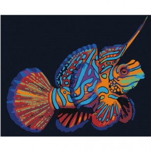 Радужная рыбка мандаринка 100х125 Раскраска картина по номерам на холсте