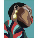 Чернокожая девушка с сережкой 80х100 Раскраска картина по номерам на холсте
