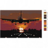 Самолет над взлетной полосой 100х150 Раскраска картина по номерам на холсте