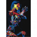 Разноцветная радужная девушка на черном фоне Раскраска картина по номерам на холсте