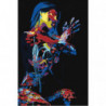 Разноцветная радужная девушка на черном фоне Раскраска картина по номерам на холсте