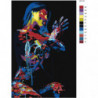 Разноцветная радужная девушка на черном фоне 80х120 Раскраска картина по номерам на холсте