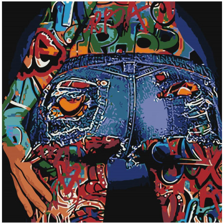 Девушка в джинсовых шортах 80х80 Раскраска картина по номерам на холсте
