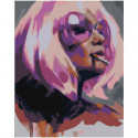 Блондинка в фиолетовых тонах Раскраска картина по номерам на холсте