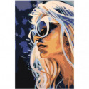 Девушка блондинка в очках 80х120 Раскраска картина по номерам на холсте