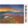 Горы и цветочный луг на закате Раскраска картина по номерам на холсте