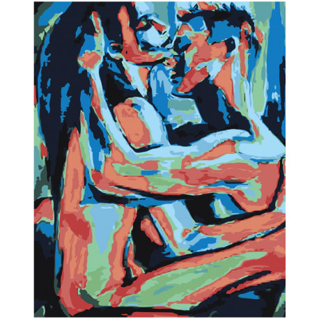 Мужчина и женщина абстракция Раскраска картина по номерам на холсте