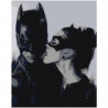 Бэтмен и женщина-кошка черно-белая Раскраска картина по номерам на холсте