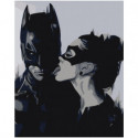 Бэтмен и женщина-кошка черно-белая 80х100 Раскраска картина по номерам на холсте
