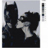 Бэтмен и женщина-кошка черно-белая 100х125 Раскраска картина по номерам на холсте