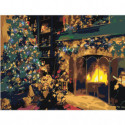 Рождество у камина Раскраска картина по номерам на холсте