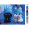 Котята в синих шапочках Раскраска картина по номерам на холсте