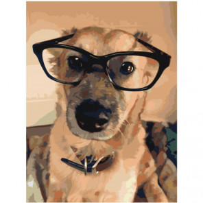 Собака в очках Раскраска картина по номерам на холсте