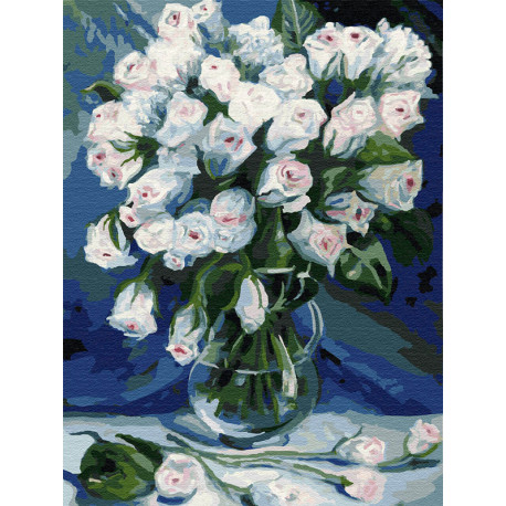  Букет белых роз Раскраска картина по номерам на холсте Z-EX5948