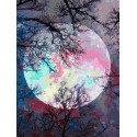 Неоновая луна Раскраска картина по номерам на холсте